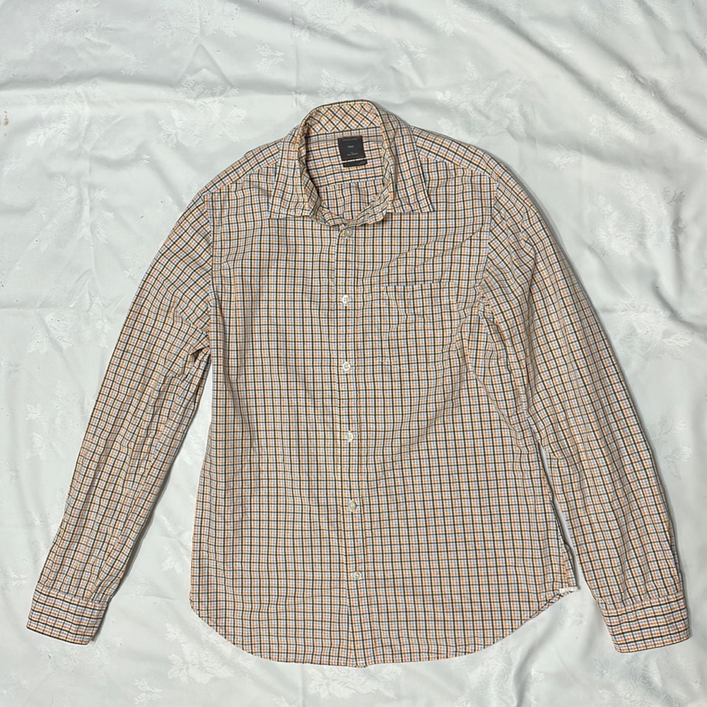 Preowned Gap men’s long sleeve shirt SZ M check-green-blue-orange-white